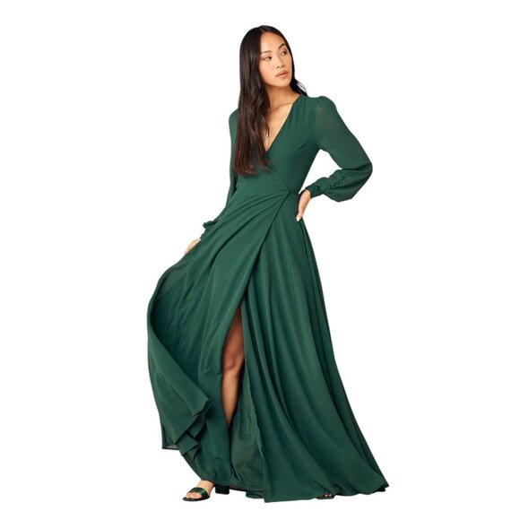 Lulus My Whole Heart Green Wrap Long Sleeve Maxi Dress - Picture 2 of 14
